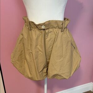 Women's Tan Paperbag bubble shorts